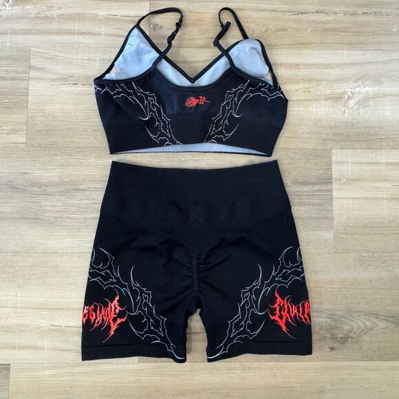 Civil Regime Revenge Kelly Seamless Black Bra And Shorts Set Size Large Edgy - Picture 8 of 9